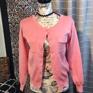 No tags, no brand but adorable cute pink button front sweater
